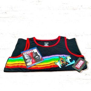 Marvel Deadpool Ultimate Combo Blue Ray & Unicorn Tank Top Men’s Size XL